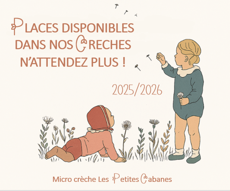 Des places disponibles dans nos micro-crèches pour l'année 2025 2026 pour votre enfant à Marseille 13012, aubagne, rennes et caen