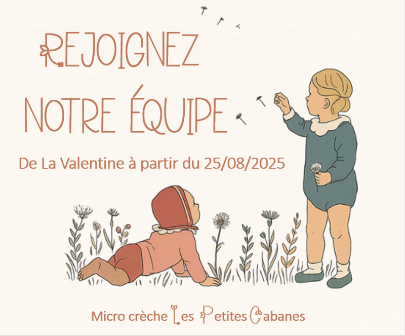 Micro crèche La petite cabane de la Valentine : poste d’assistant petite enfance CDI temps plein à pourvoir à Marseille 11e 
